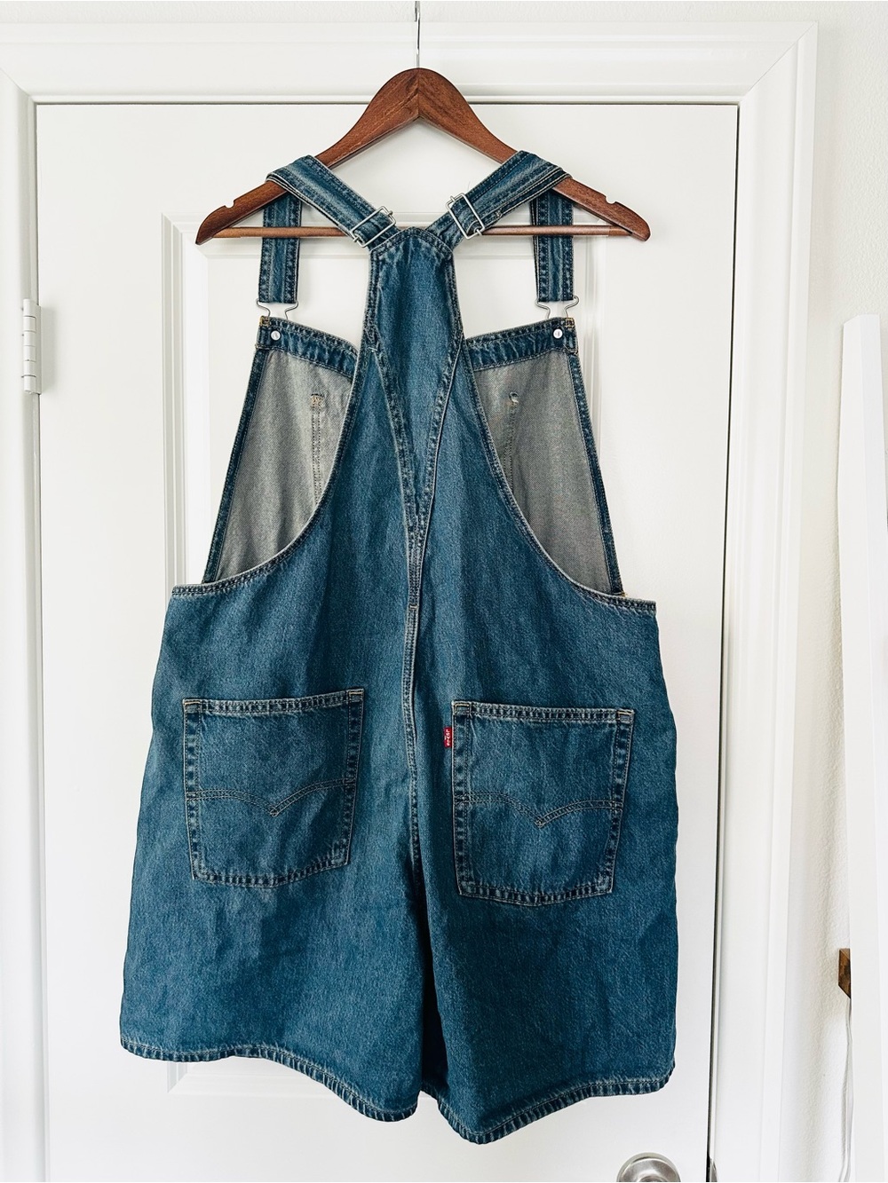 NWT Levi's Blue Denim Shortalls Jean Overalls Summer Utility Romper Women XL - Picture 2 of 8